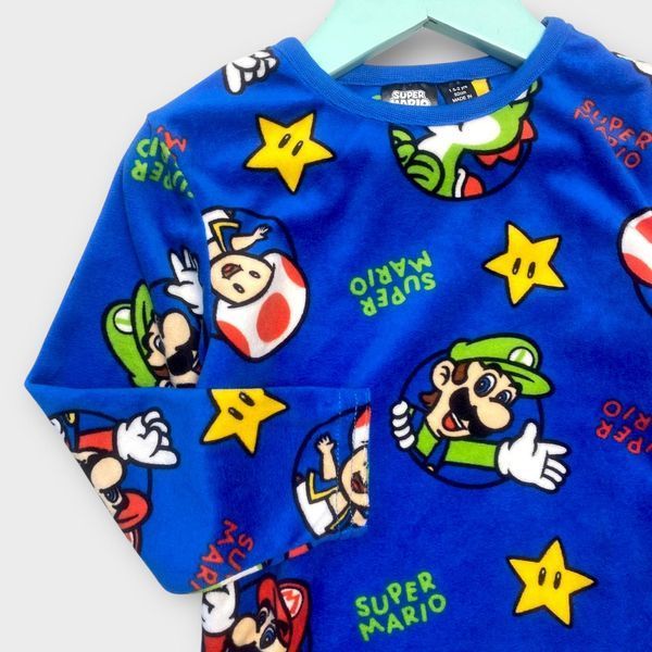Кофта Primark велюрова дитяча на хлопчика Super Mario Супер Маріо 92 см (1,5-2 роки) синя 117729721 фото