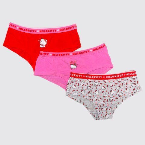 Труси Primark набір 3 шт. дитячі на дівчинку Hello Kitty Хелоу Кітті 140 см (9-10 років) червоні, рожеві, сірі 125375704 фото