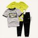 Костюм Reebok спортивний дитячий на хлопчика комплект 2 футболи + штани 92 см (1,5-2 роки) сірий, лимонний, чорний 131902055 фото 1