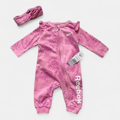 Ромпер Reebok чоловічок, сліп в комплекті з пов'язкою на дівчинку 62 см (0-3 міс) рожевий 132490062 фото