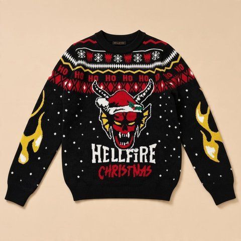 Джемпер Primark кофта светр в'язаний дитячий різдвяний новорічний Stranger Things / Дивні Дива 128 см (7-8 років) чорний 152069415 фото