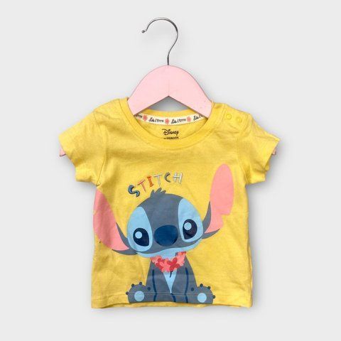 Футболка Primark дитяча на дівчинку аплікація Стіч 68 см (3-6 міс) жовта 110626554 фото