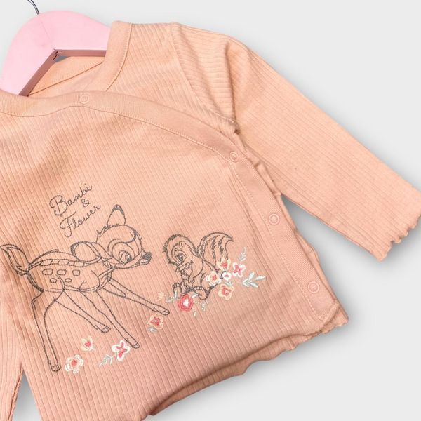 Костюм Primark комплект кофта на кнопках з малюнком Бембі та стьобані шорти дитячий на дівчинку 80 см (9-12 міс) рожевий 110626662 фото