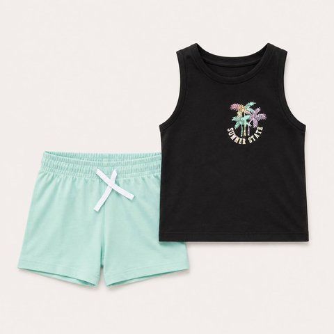 Костюм Primark літній дитячий для дівчинки 140 см (9-10 років) чорний, бірюзовий 82461265 фото