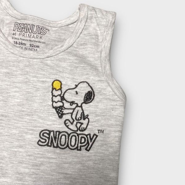 Майка Primark дитяча на хлопчика бавовняна з малюнком на спині Снупі Snoopy 62 см (0-3 міс) сіра 110691124 фото