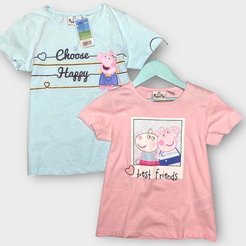 Футболка Lupilu набір 2 шт. дитяча на дівчинку Свинка Пеппа Peppa Pig 122-128 см (6-8 років) рожева, м'ятна 103886551 фото