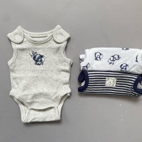 Боді George набір 3 шт tiny baby (ранній малюк) вага 1,5 кг 46 см сірий, синій, білий 85540004 фото