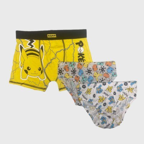 Труси Primark набір 3 шт. дитячі на хлопчика боксери + сліпи Покемон Pokemon 122 см (6-7 років) жовті, білі 124869736 фото
