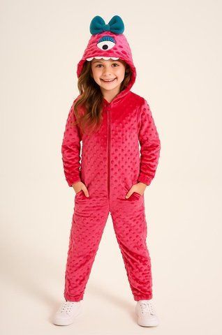 Комбінезон кігурумі Onesie велюровий дитячий на дівчинку Монстрик 110-116 см (4-6 років) малиновий 115309270 фото
