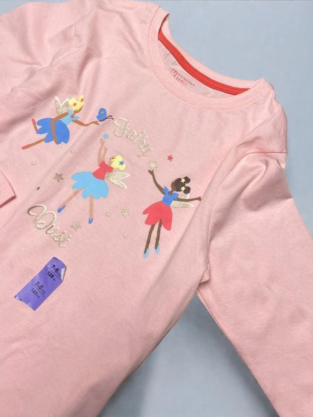 Піжама Primark бавовняна комплект кофта + штани дитяча на дівчинку принт Фея 128 см (7-8 років) рожева, бежева 102260775 фото