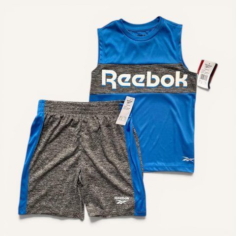Костюм Reebok спортивний комплект майка + шорти дитячий на хлопчика 140 см (9-10 років) синій, сірий 132032951 фото